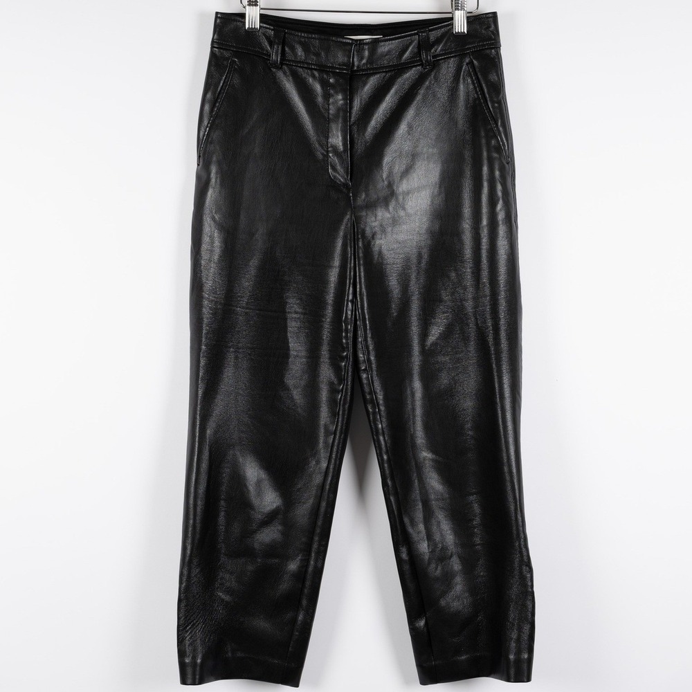 Aritzia Babaton Command Cropped Vegan Leather Pants Black Size 6‎